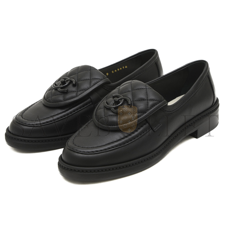 CHANEL QUILTED LEATHER CC TURNLOCK LOAFERS 